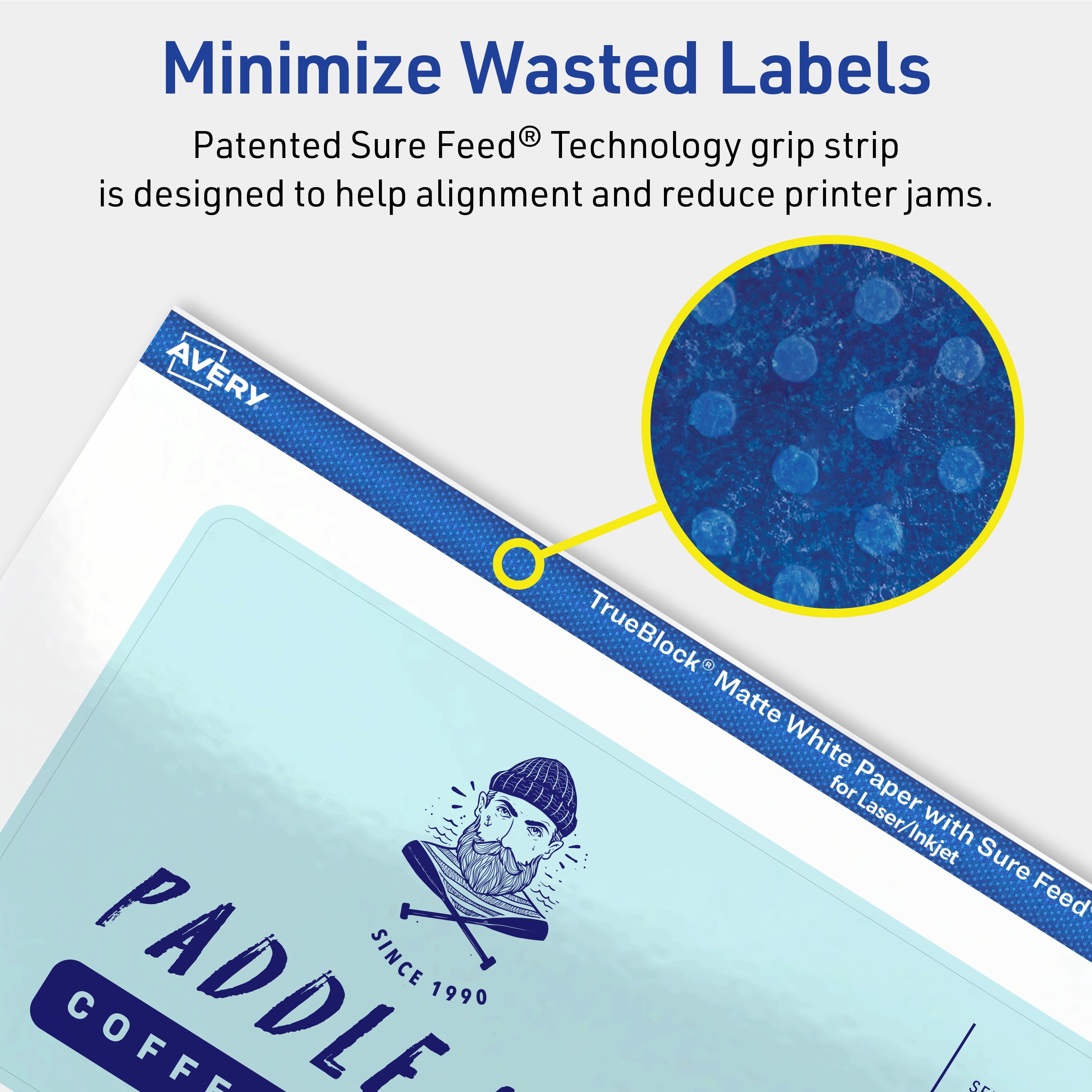 Avery TrueBlock Rectangle Labels, 3" x 7", 150ct