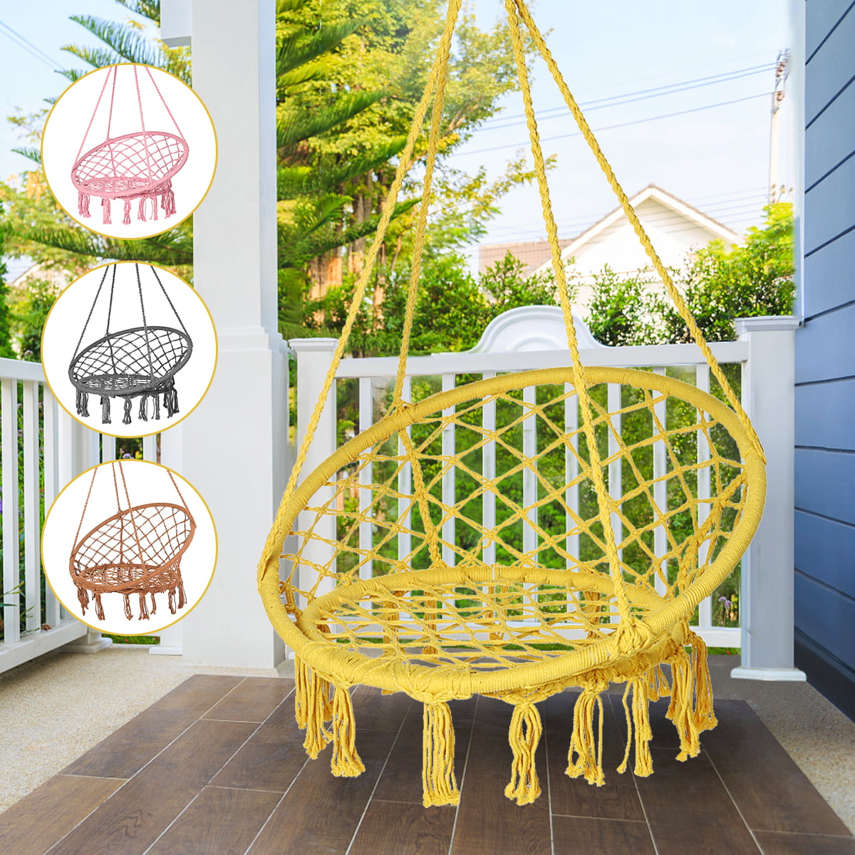 Portable Hammock Chair Wall Hang Swing Rope Outdoor Indoor Garden Kids Seat C#P5 