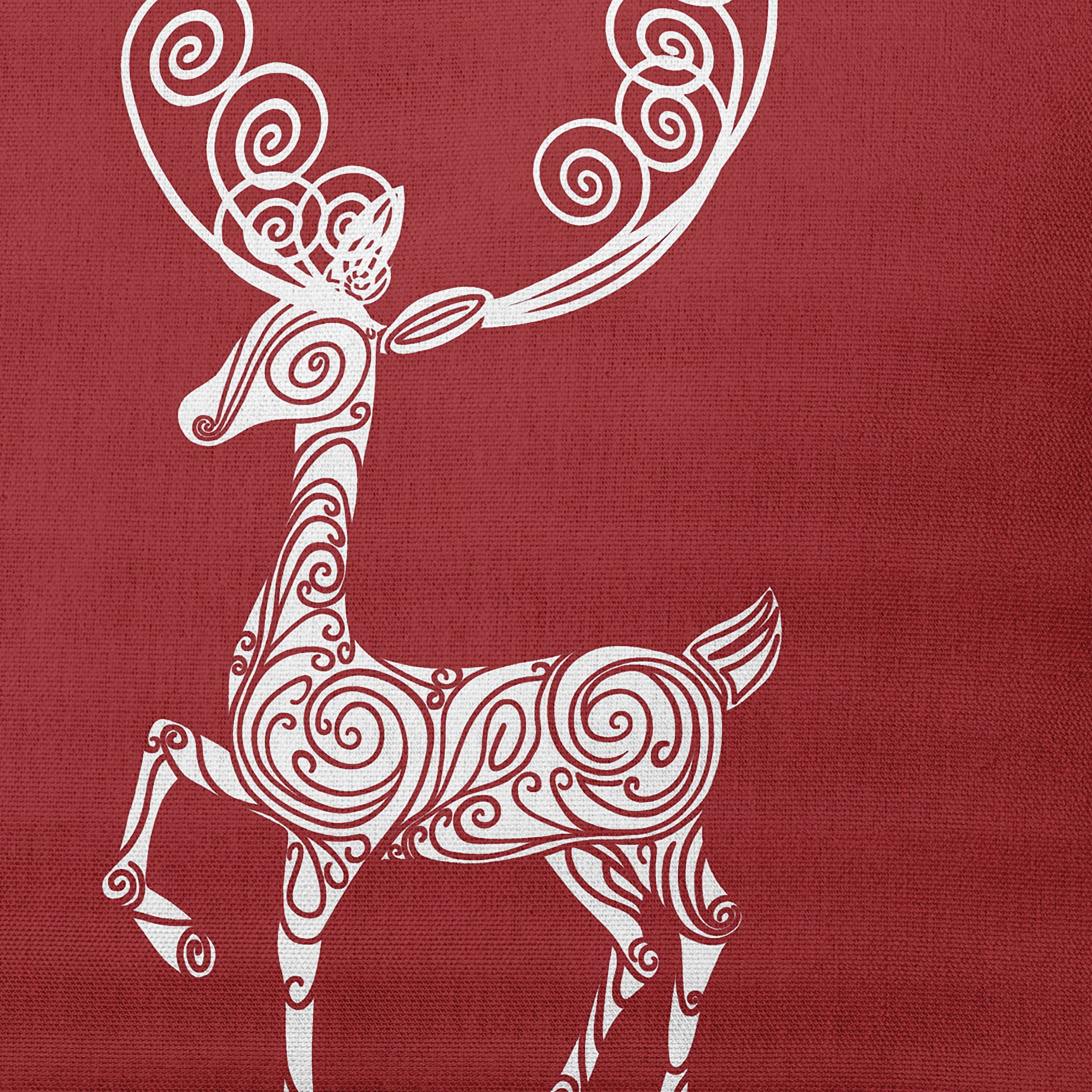 16" x 16" Simply Daisy Fancy Holiday Reindeer Polyester Accent Pillow, Muted Red (1 Count)