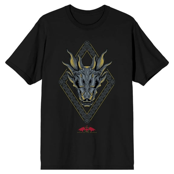 House Of The Dragon Dragon Head Logo Men's Black T-shirt-Large