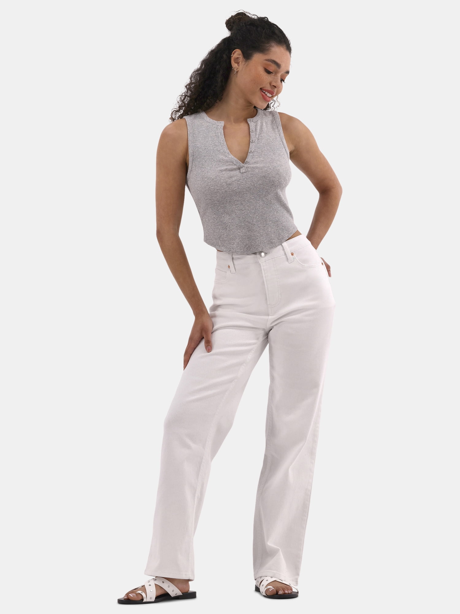 No Boundaries Rib Henley Tank, Women's
