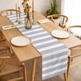 thumbnail image 3 of Grey Stripe Table Runner - 60 Inch Long, Kitchen Dining Table Runner Dresser Scarves, Modern Simple Geometric White Striped Farmhouse Decor for Coffee Tables Wedding Party Banquet, 3 of 8