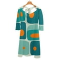 thumbnail image 6 of Abstract Teal Orange Shapes Design Flare Dress Square Neck Dress Elegant Female Fashion Printed Dress, 6 of 9