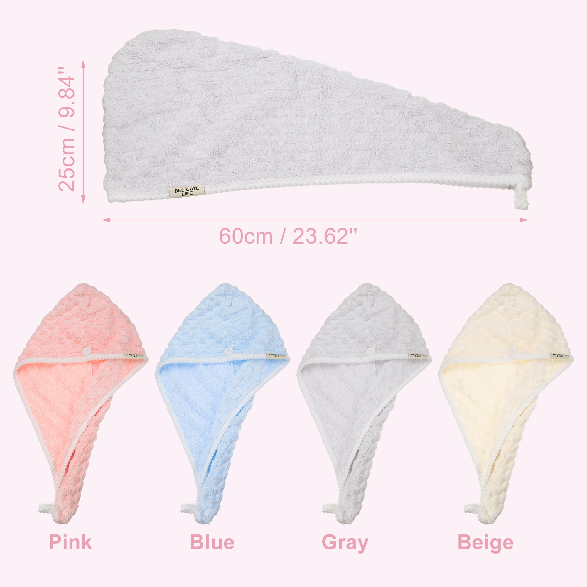 Unique Bargains Quick Drying Towel Cap Coral Fleece Hair Drying Towel Dry Cap Gray
