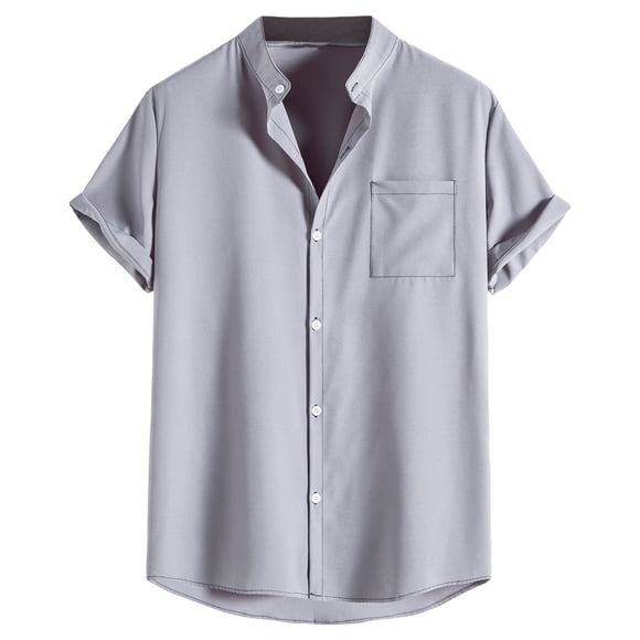 RKSTN Men's Pure Color Beach Shirts Summer Hawaiian Shirt Short Sleeve Cuban Guayabera Shirts Casual Button Down Beach Tops with Pockets