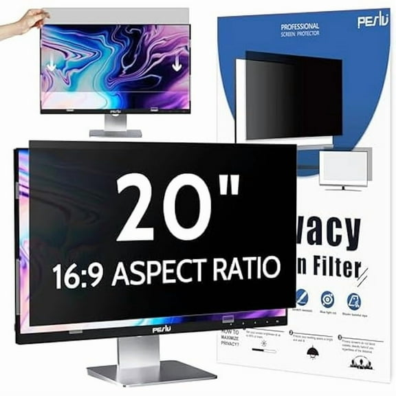 Computer Privacy Screen 20 Inch for 16:9 Widescreen Monitor, Removable 20inch Anti Blue Light Anti Glare Monitor Privacy Filter Shield (17 7/16" x 9 13/16")
