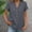 Gray, variant on V Neck T-Shirts For Women Sevevn Womens Linen Blend V Neck Blouse Rolled Short Sleeve Half Button Top with Chest Pocket Black L