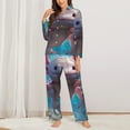 thumbnail image 2 of KLL Cute Underwater Axolotl Print Women's Long Sleeve Pajamas with Pants Sleepwear Loungewear 2 Set-Large, 2 of 7