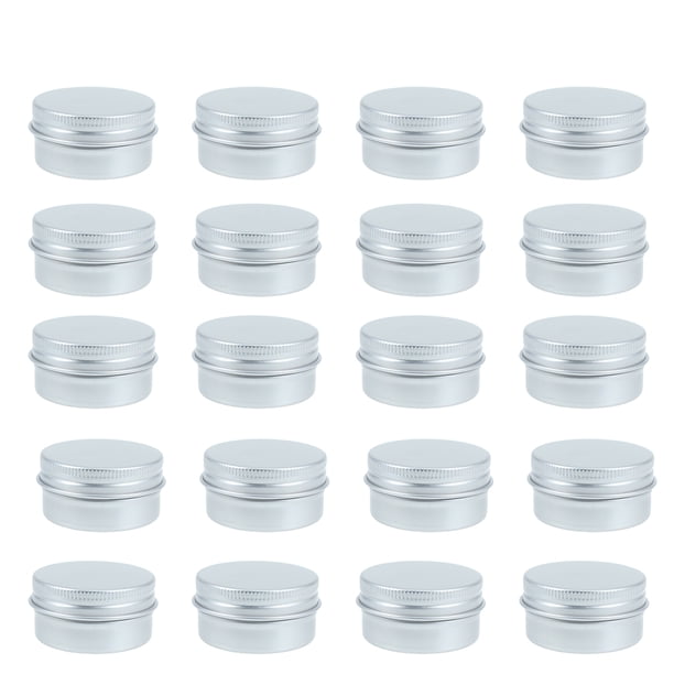 20 unidades de 20 ml de envases de viaje para cosméticos, caja de aluminio para muestras con tapa de rosca, recipiente vacío para almacenamiento de maquillaje.