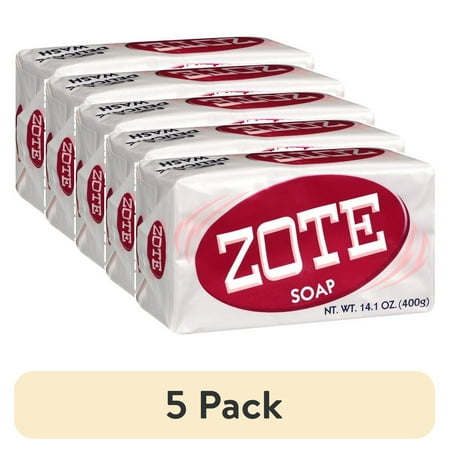 (5 pack) Zote Pink Laundry Bar Soap, Hand & Machine Wash, All Ages, Gentle & Long-Lasting, Laundry Detergent, Bar Cleanser with Sodium Tallowate, 14.1 oz