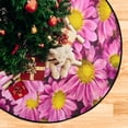 thumbnail image 4 of Autumn Fall Flowers Christmas Tree Mats Waterproof Tree Skirt, Chrysanthemum Yellow Xmas Tree Stand Tray Mat Floor Protector Pad for Holiday Party Decoration, 28.3", 4 of 6