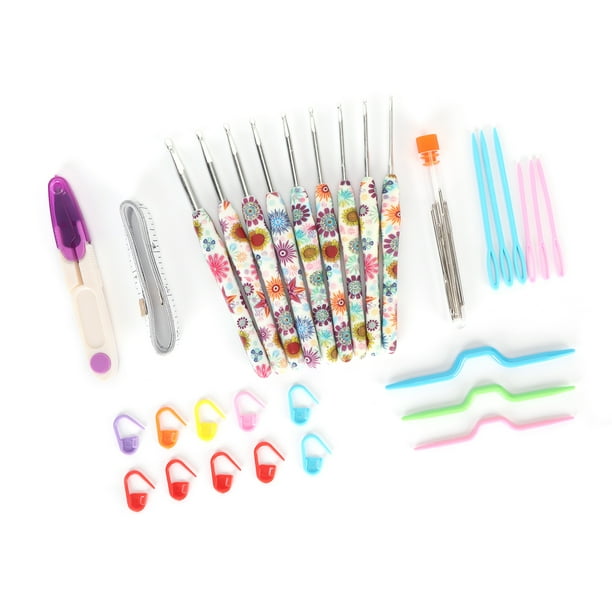 Ganchos de crochet con estuche, juego de 9 ganchos de crochet, ganchos de crochet de aluminio, ganchos de crochet coloridos, resultados impresionantes