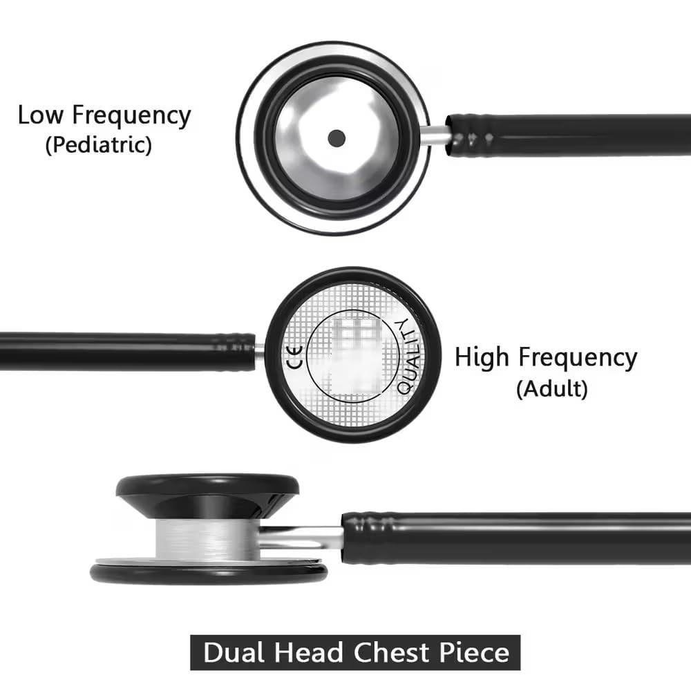 Dual Head Stethoscope for Adult Medical Use (black)
