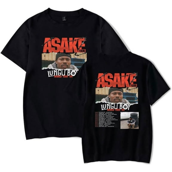 Asake Lungu Boy World Tour 2024 Merch Short Sleeve T-shirt Unisex Fashion Crew Neck Top