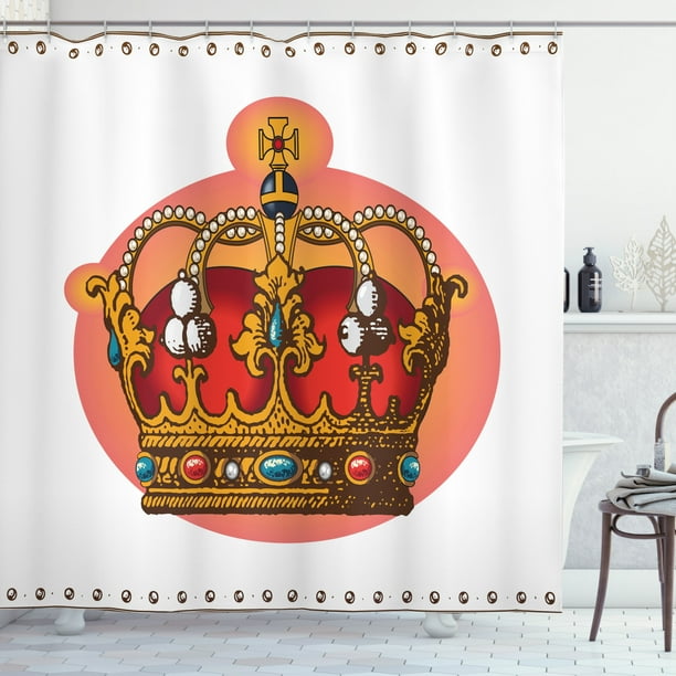 Queen Shower Curtain, Victorian Baroque Style Crown Design Coronet ...