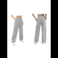 thumbnail image 3 of Pantalones Deportivos Holgados de Otoño para Mujer, de Pierna y Rectos, con Forro . Gris M, 3 of 6