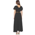 thumbnail image 3 of eloria Women's Georgette Frilled Design V Neck Sleevless Party Long Maxi Dress, Color : Grey | Size : 3XL, 3 of 5