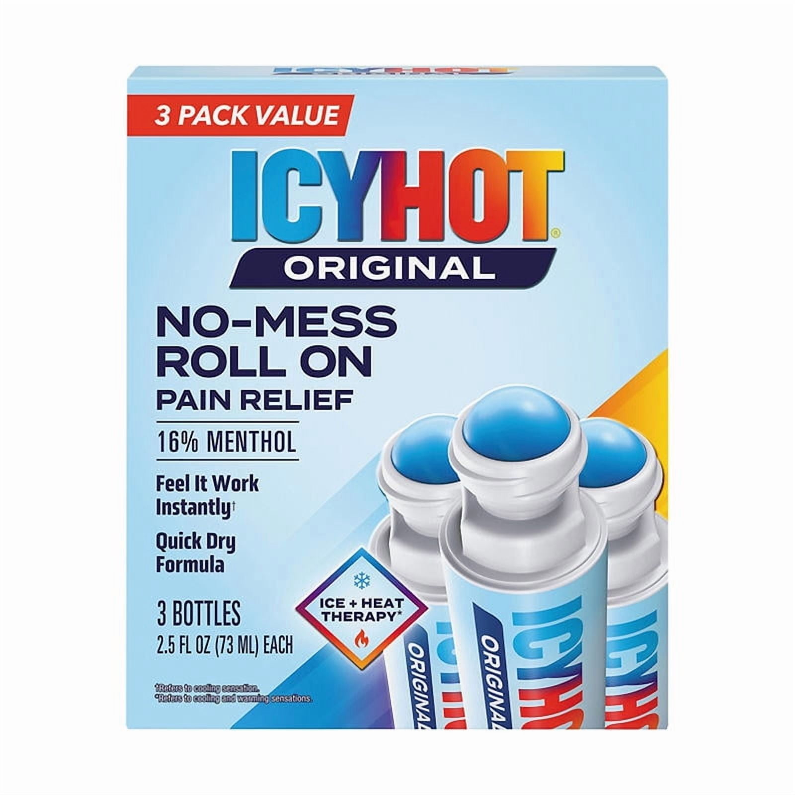 Icy Hot Medicated Pain Relief, No Mess Roll-On, 3 pk./2.5 oz.