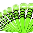 thumbnail image 6 of 50 Pieces Multi Size Gauges , Acrylic Tapers Tunnels, 14G-00G Jewelry, 1.6mm-10mm Ear Gauges Expander Set. , Green Fluorescent Green, 6 of 6