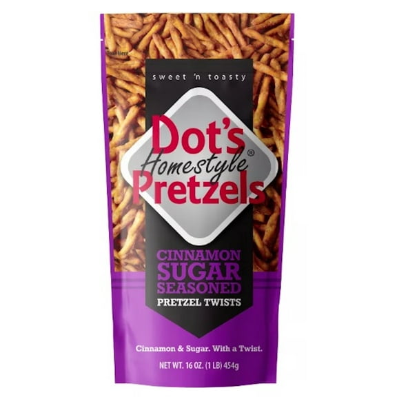 Dot's Pretzels Cinnamon Sugar Seasoned Pretzel Twists 16 oz (Pack of 8)