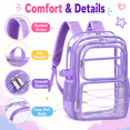 thumbnail image 3 of SANMADROLA Clear Backpack School Backpack Bookbag Transparent Bag Large Heavy Duty Stadium Approved See Through Backpack Waterproof PVC with Reinforced Strap for School Work Travel with Reflective, 3 of 9