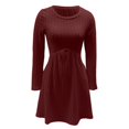 thumbnail image 4 of DHFJKG Womens Sweaters Dress Bohemian Knit Ribbrd Solid Color Long Sleeve Round Neck Mini Dress With Pockets Versatile Dresses, 4 of 5