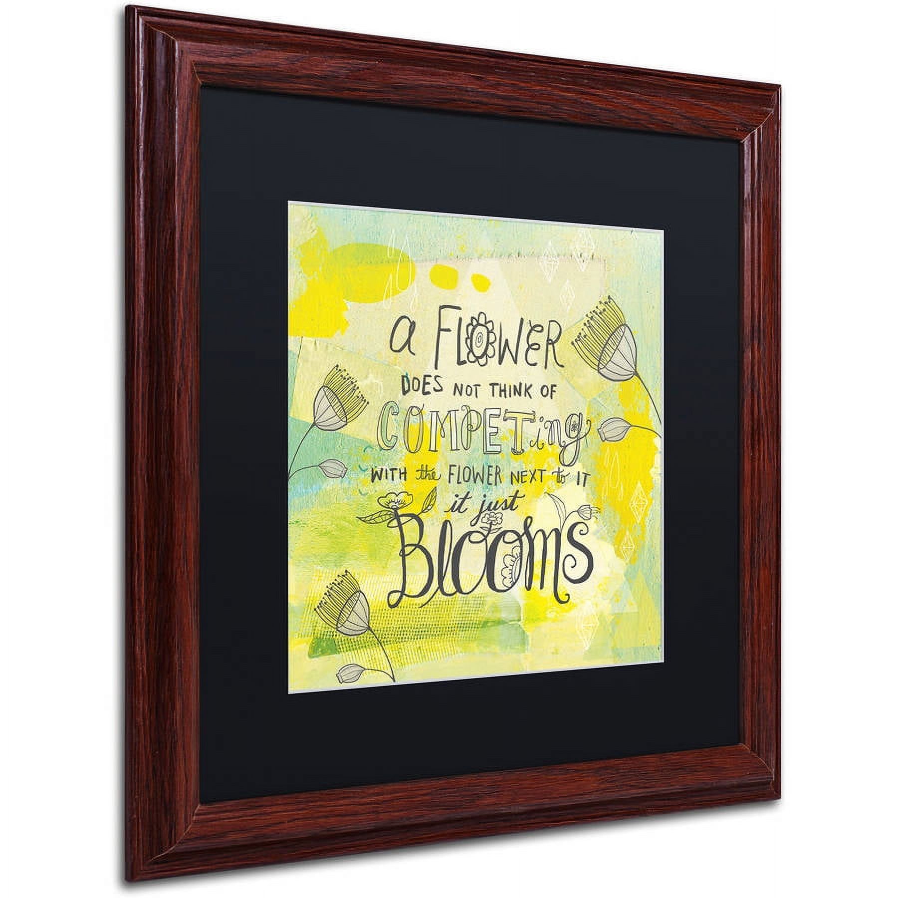 Trademark Fine Art "Blooms Quote" Canvas Art by Elizabeth Caldwell, Black Matte, Wood Frame