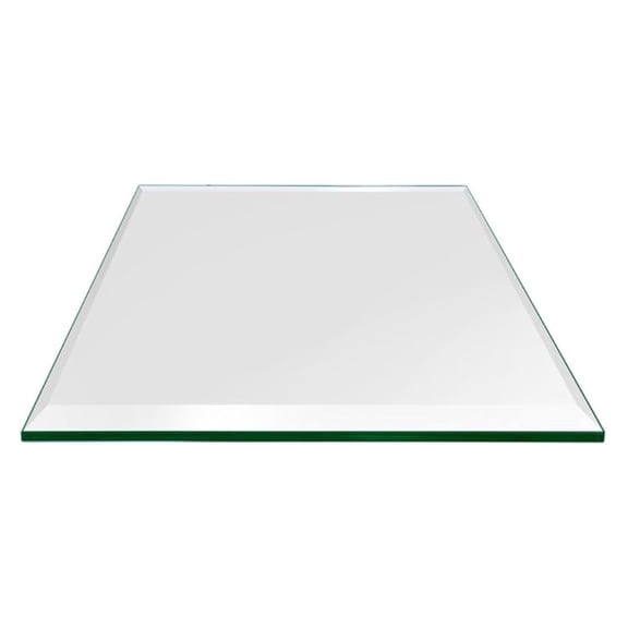 16 inch Square Glass Table Top - Tempered - 1/2" Thick Glass Surface, Safe Beveled Edge, Eased Corners, Multipurpose for Dining Table, Patio, Coffee and End Table