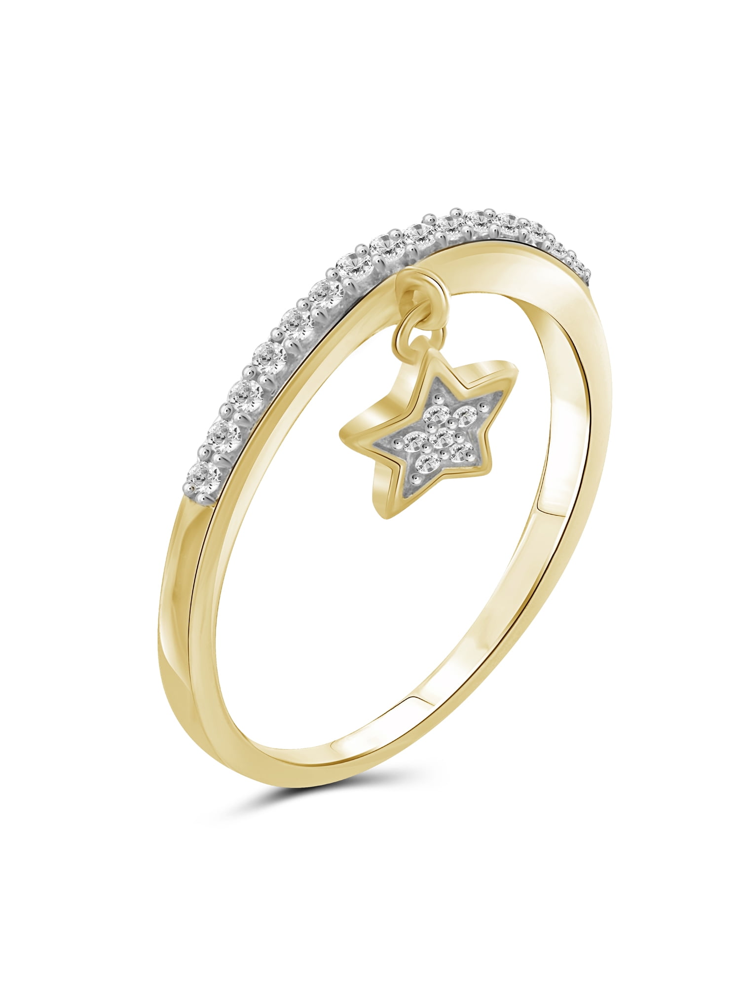 JewelersClub Diamond Rings for Women – 1/5 Carat White Diamond Ring Jewelry– 14K Gold Plated Silver Bands for Women –– Ring by JewelersClub