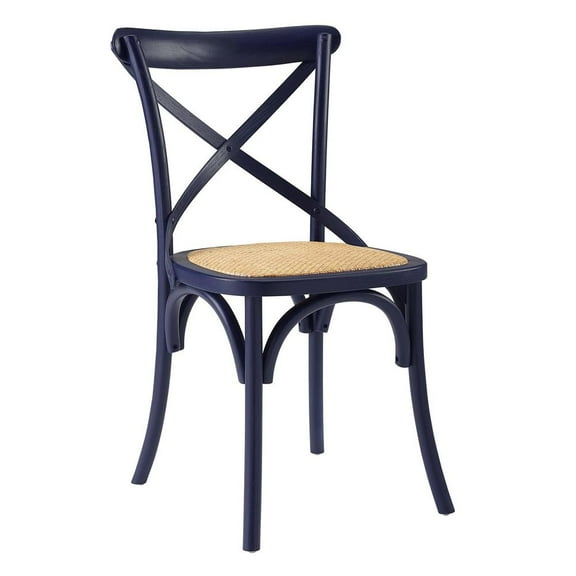 Modway Gear 34.5" Modern Wood Dining Side Chair in Midnight Blue