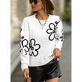 thumbnail image 6 of Women'S Off Shoulder Cable Knit Sweaters in Fall Pullover Cute Flower Crew Neck Long Sleeve Trendy Sweater White XL, 6 of 9