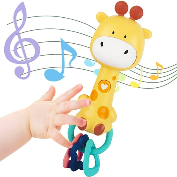 Sonajeros musicales para bebés WHNKFB, juguetes para la dentición de jirafas de 0 a 18 meses