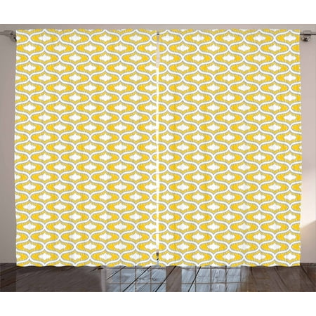 Ikat Curtains 2 Panels Set Oval Shaped Design Color Ogee Ikat Curtains 2 Panels Set Oval Shaped Design Color Ogee Motif Indonesian Culture Inspired