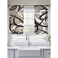 thumbnail image 6 of Brown Geometric Semi Sheer Curtains 45 Inch Length 2 Panels Set, Vintage Black White Striped Abstract Art Sheer Kitchen Curtain Privacy Voile Window Curtain for Living Room Bedroom Rod Pocket Drapes, 6 of 7