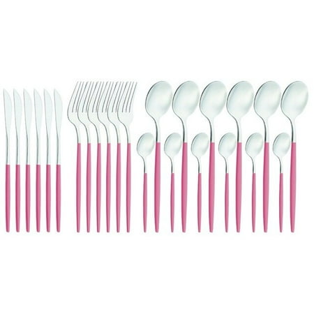 

dosili 24pcs Gold Tableware Cutlery Dinner Set Steak Knife Fork and Spoon Cutlery Tableware Covered Golden Stainless Steel Vaisselle