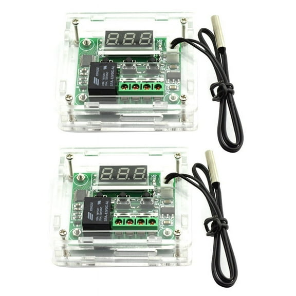2X W1209 DC 12V Thermostat Temperature Control Switch Thermometer Controller with Digital LED Display with Case