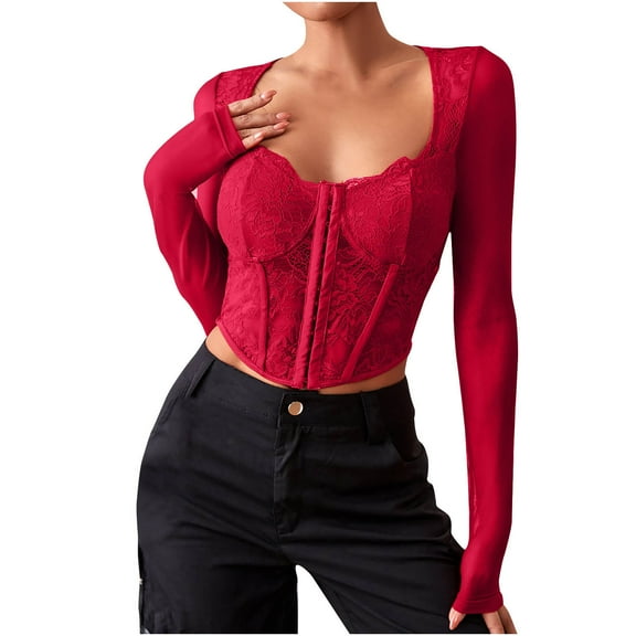 JGTDBPO Halloween Medieval Costumes For Women Lace See-Through Mesh Print Court Vintage Fishbone Strap Tunic Top Halloween Party Masquerade Costumes