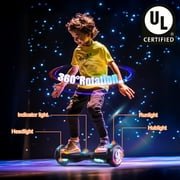SISIGAD Bluetooth Hoverboard with LED Lights Wheel, 6.5 Self Balancing Electric Scooter for Kids, Teens, Adults