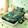 thumbnail image 2 of Homewish Astrology Tree Of Life Twin Sheets,Nature Boho Aesthetic Bedding,Green Gold,3pcs,1 Flat Sheet,1 Fitted Sheet and 1 Pillowcase, 2 of 6