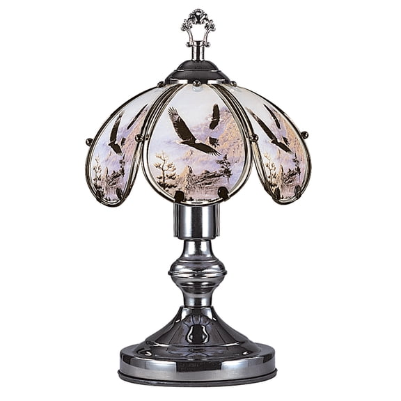14.25-Inch Antique Bronze Touch Lamp with Bald Eagle Theme