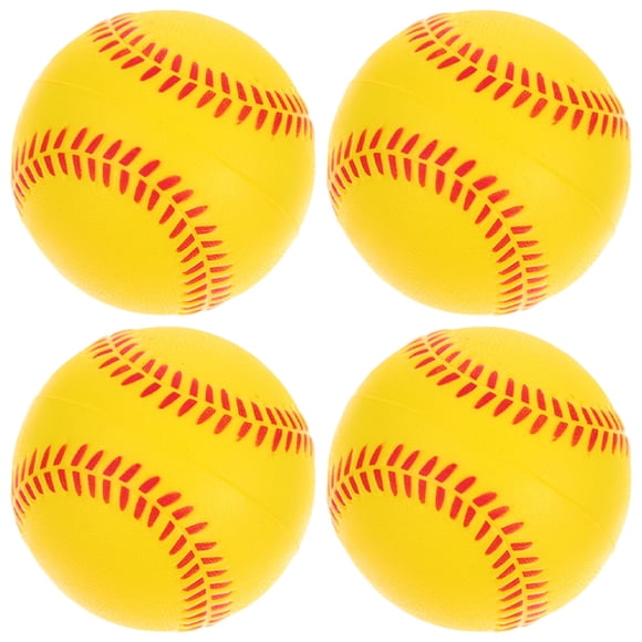 LOLIPPYY 2 Pcs Balles de Baseball en Éponge PU pour la Pratique du Baseball Jaune Usage Intérieur et Extérieur Sécuritaire pour Enfants