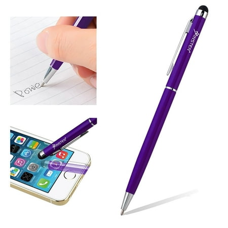 Insten Universal Purple 2in1 Capacitive Touch Screen Stylus with Ball Point Pen For Mobile Cell Phone iPhone XS XR XS Max X 8 7 6 Plus SE 5s iPad Air Pro Mini Tablet iPod Samsung Galaxy 4 S9
