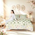 thumbnail image 5 of Manfei Modern Plaid 7pcs Queen Bedding,Glossy Drip Bedding Comforter Set Queen,Green Beige White,Light Gray Reversible, 5 of 7