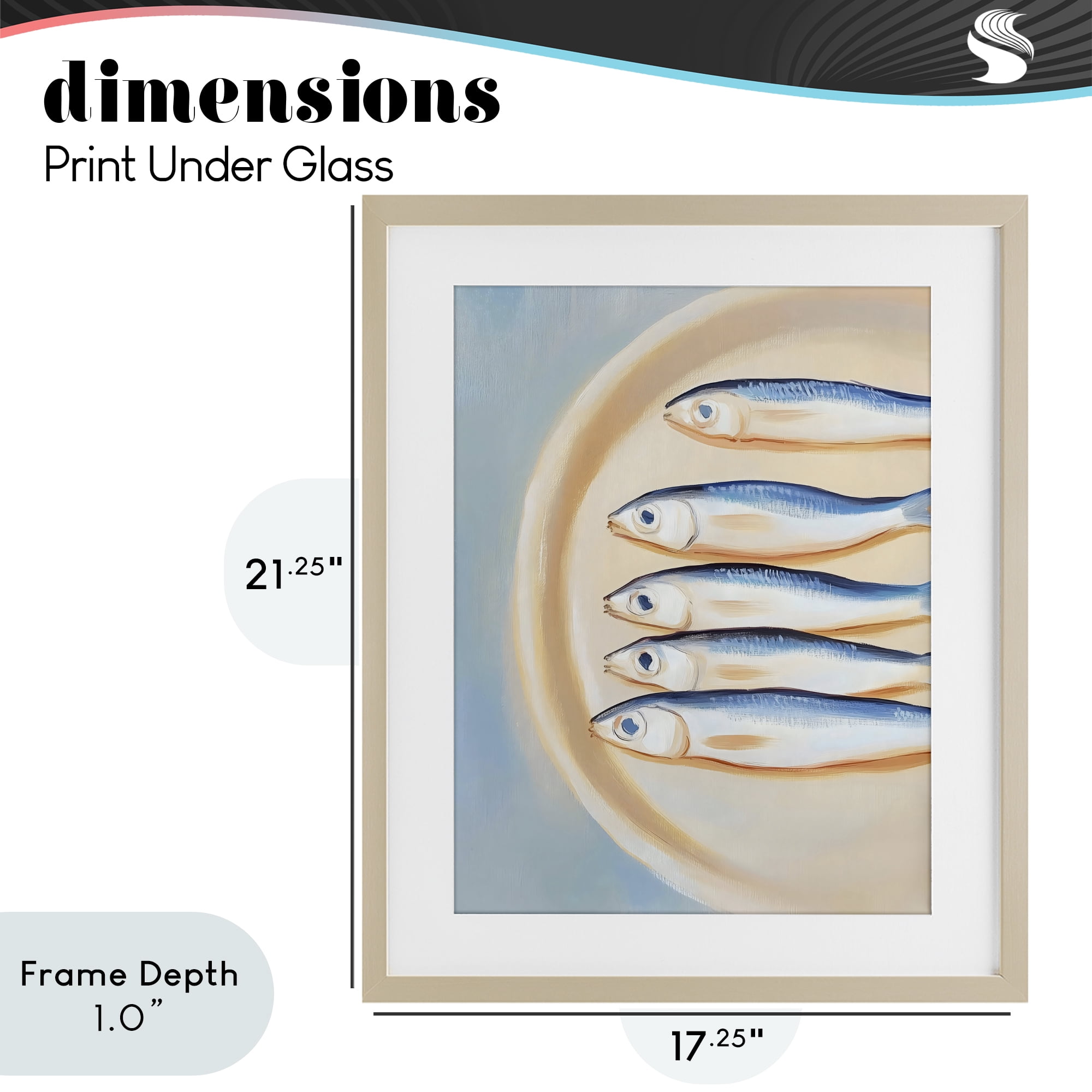 Stupell Industries Plate of Sardines Birch Framed Print Under Glass, design by The Prints Vibe