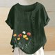 thumbnail image 2 of Vestidos Casuales Para Mujer, Blusas De Mujer De Moda Camiseta informal de verano con cuello redondo, manga corta y botones estampados para mujer, 2 of 4
