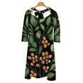 thumbnail image 6 of Dark Leaves Orange Berries Branch Flare Dress Square Neck Dress Elegant Female Fashion Printed Dress, 6 of 9