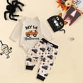thumbnail image 2 of Xudanell My First Halloween Baby Boy Outfit | Newborn Long Sleeve Romper Pants Hat Baby Pumpkin Clothes Fall Winter Clothes(Beige, 6-9 Months), 2 of 5