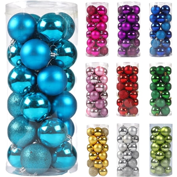 24Pcs Christmas Balls Ornaments for Christmas Tree, 3CM Shatterproof Christmas Tree Decorations Hanging Bulbs Ball for Holiday, Wedding, Party