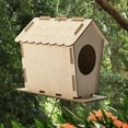 thumbnail image 6 of Colaxi House Unfinished Bird Nest Homes Decor Outside Yard Wooden Hut for Parrot Robins Sparrows Cardinals Cage, 6 of 10