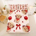thumbnail image 5 of Homewish Valentine Pet Dog Queen Sheets,Rose Floral Bowknot Queen Sheet Sets,Cream,4-Piece,1 Flat Sheet, 1 Fitted Sheet and 2 Pillowcases, 5 of 6